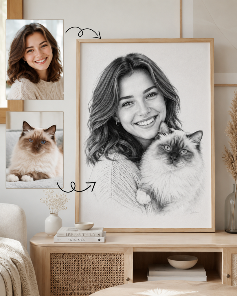 Custom Cat Portrait Digital Wall Art